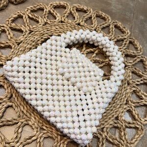 Petal & Pup Iridescent White Beaded Mini Bag